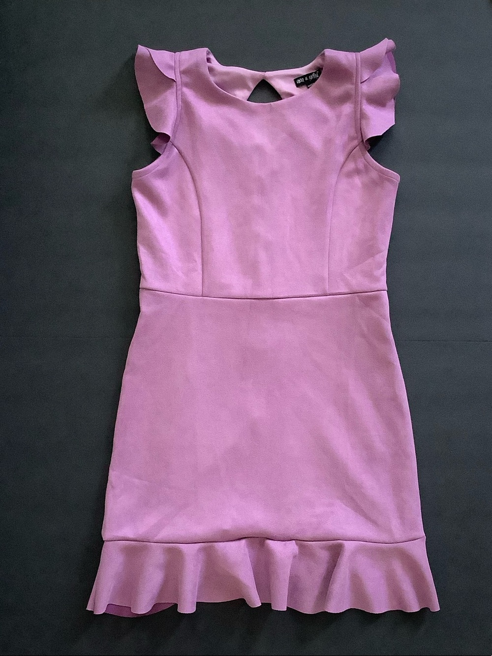 Ava & Yelly Suede Pink Lily Lavender Flutter Sleeve Sheath Dress